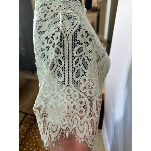 NWT Lulus Mint Blue Sheer Lace Office Siren Shortsleeve Mini Dress M Bodycon - Picture 12 of 13